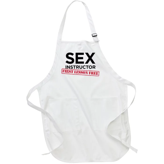 Funny Sex Instructor First Lesson Free Bachelorette Full-Length Apron With Pocket