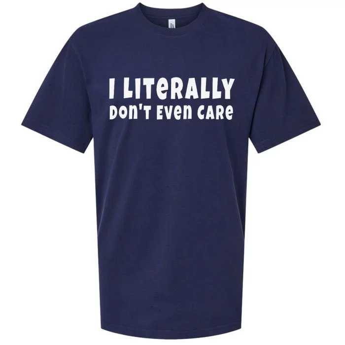 Funny Saying I Literally Don't Even Care Sueded Cloud Jersey T-Shirt