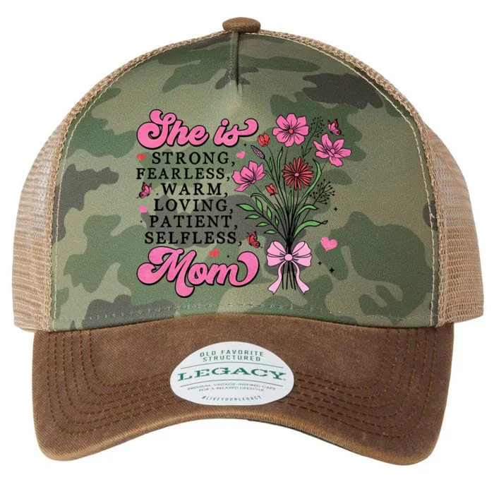 Flowers She Is Mom Mama Quotes Legacy Tie Dye Trucker Hat