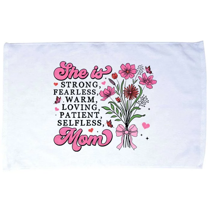 Flowers She Is Mom Mama Quotes Microfiber Hand Towel