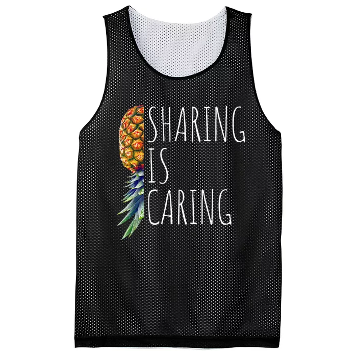 Funny Sharing is Caring Upside Down Pineapple Swinger Mesh Reversible Basketball Jersey Tank