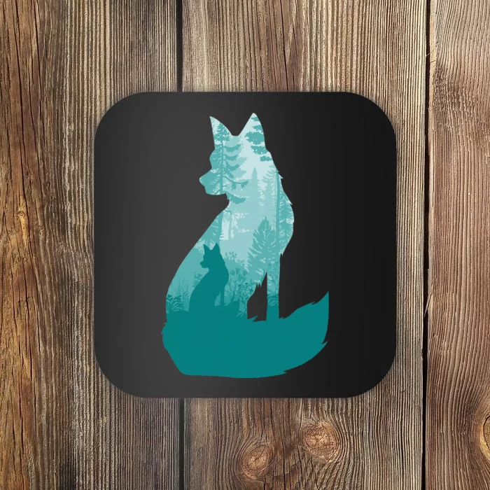 Fox Silhouette In The Forest Animal Hunter Hunting Coaster