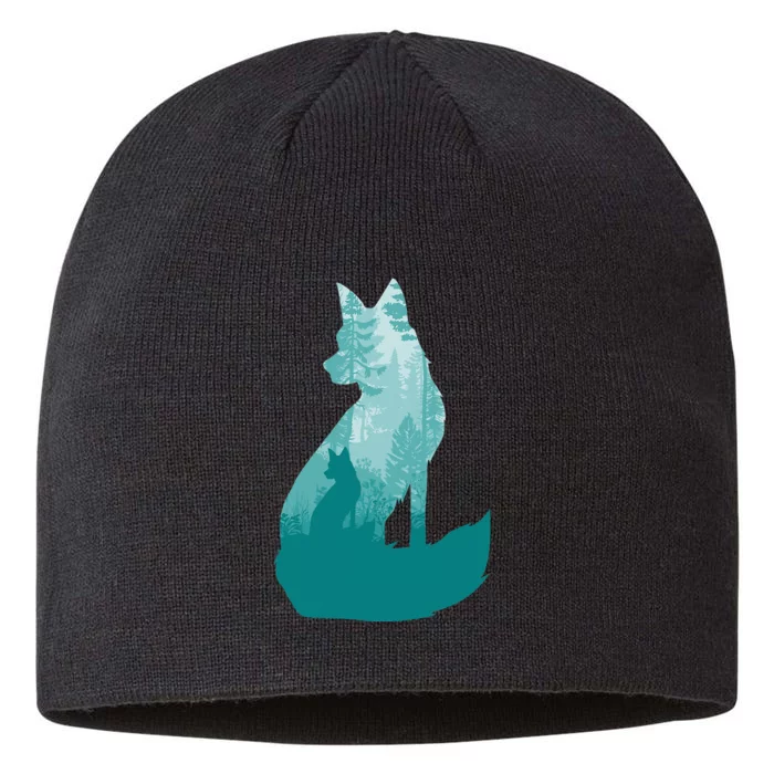 Fox Silhouette In The Forest Animal Hunter Hunting 8 1/2in Sustainable Knit Beanie