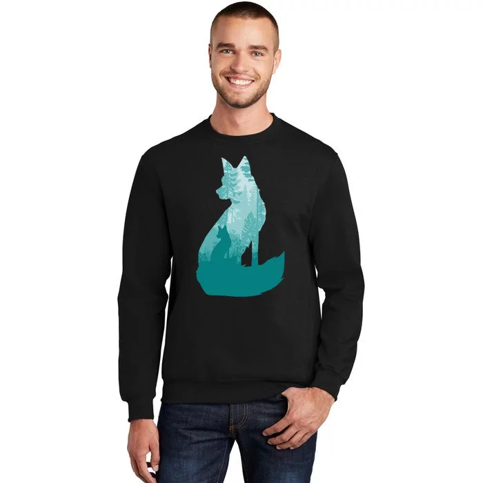 Fox Silhouette In The Forest Animal Hunter Hunting Tall Sweatshirt