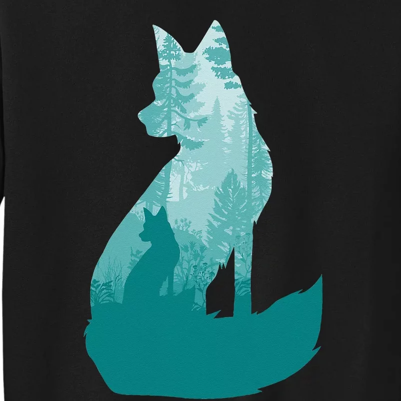 Fox Silhouette In The Forest Animal Hunter Hunting Tall Sweatshirt