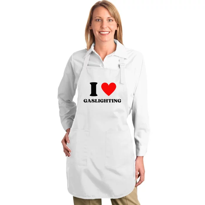 Funny Saying I Love Gaslighting Trendy Heart Shape Full-Length Apron With Pocket