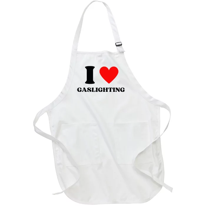 Funny Saying I Love Gaslighting Trendy Heart Shape Full-Length Apron With Pocket