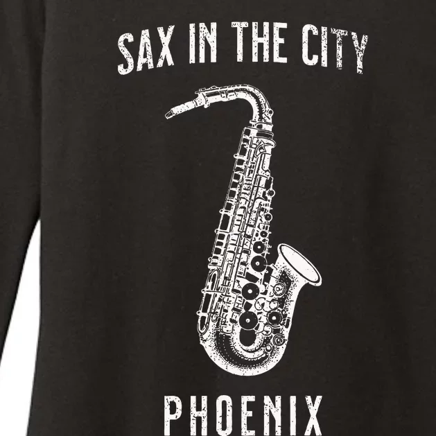 Funny Sax In The City Phoenix Jazz Music Sax Player Design Womens CVC Long Sleeve Shirt