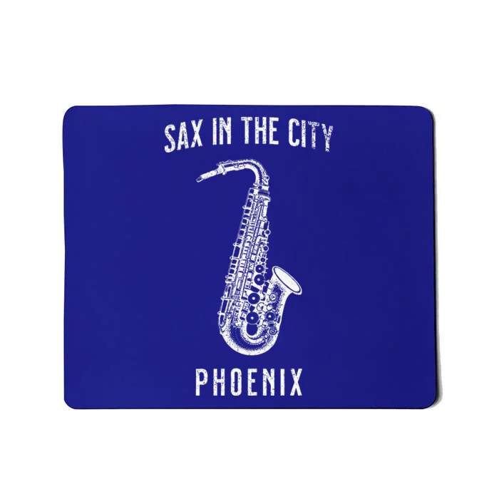 Funny Sax In The City Phoenix Jazz Music Sax Player Design Mousepad