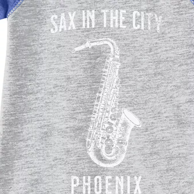 Funny Sax In The City Phoenix Jazz Music Sax Player Design Infant Baby Jersey Bodysuit