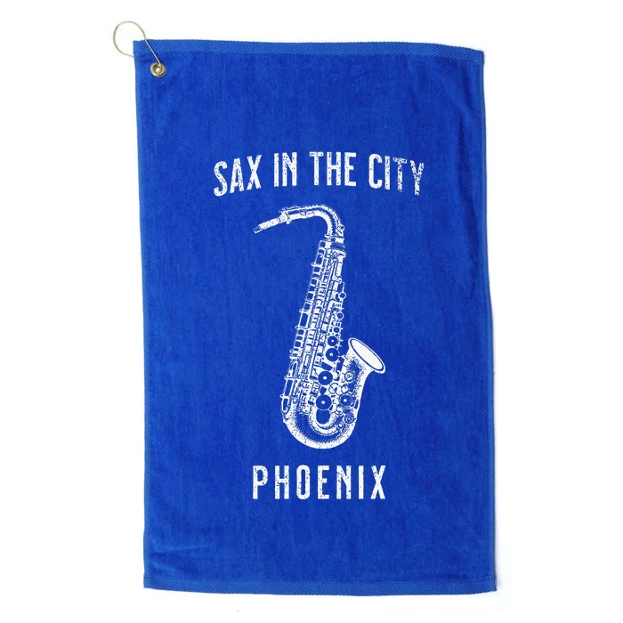 Funny Sax In The City Phoenix Jazz Music Sax Player Design Platinum Collection Golf Towel