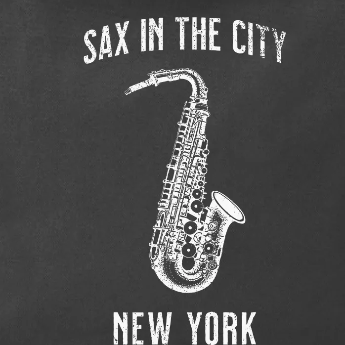 Funny Sax In The City New York Jazz Music Sax Player Design Zip Tote Bag