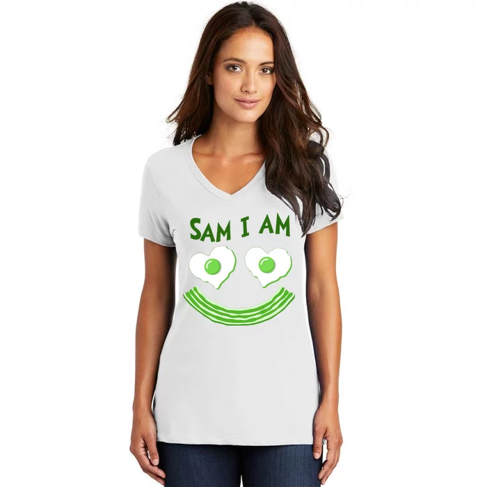 Funny Sam I Am Reading Fan Book Lover Women's V-Neck T-Shirt