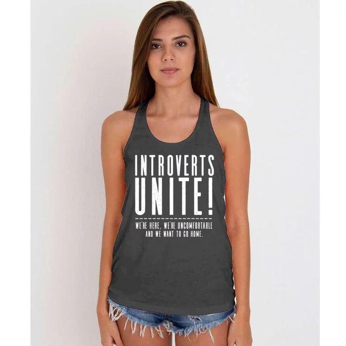 Funny Sarcastic Introvert Introverts Unite! Women's Knotted Racerback Tank