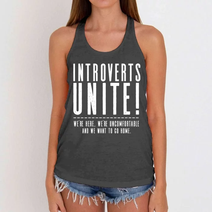 Funny Sarcastic Introvert Introverts Unite! Women's Knotted Racerback Tank