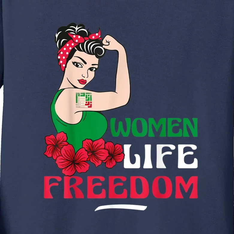 Freedom Support Iran Women Life Kids Long Sleeve Shirt