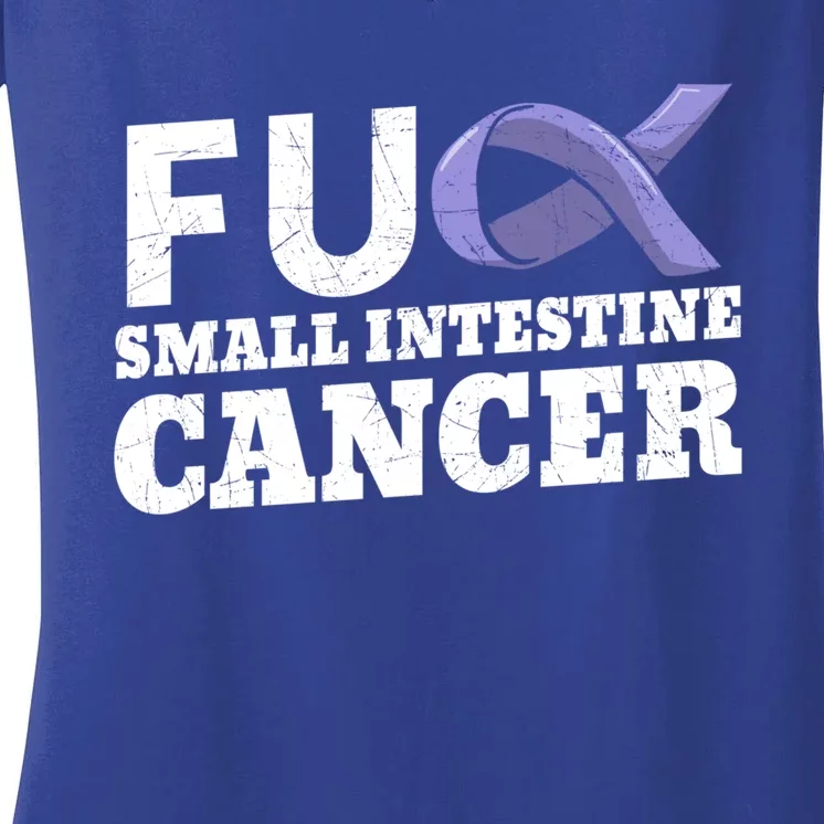 Fuck Small Intestine Cancer Bowel Cancer Awareness Duodenal Cute Gift Women's V-Neck T-Shirt