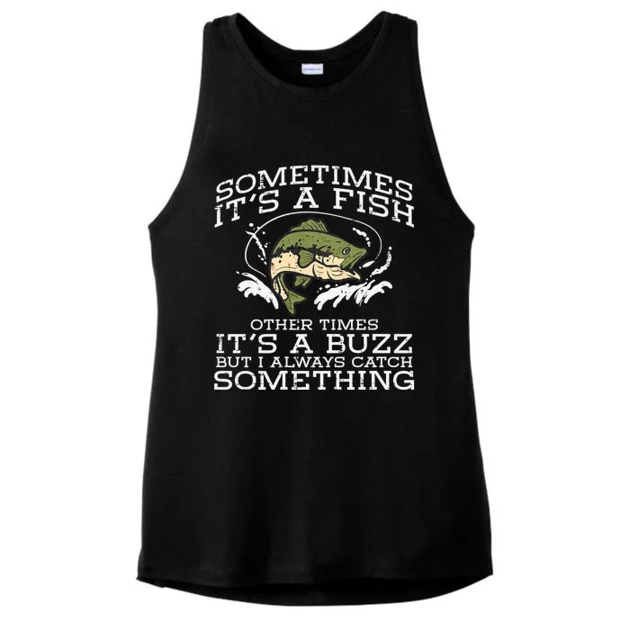 Fishing Sometimes Its A Fish Buzz Fisherman Ladies Tri-Blend Wicking Tank