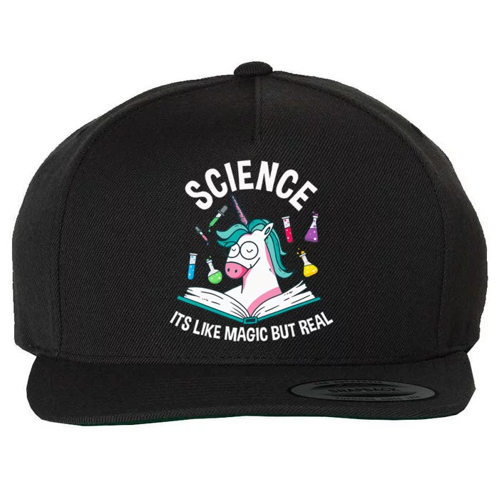 Funny Science Is Like Magic But Real Unicorn Funny Science Wool Snapback Cap