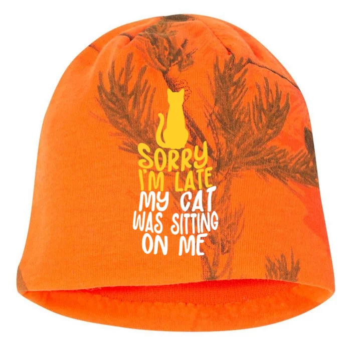 Funny Sorry Im Late My Cat Was Sitting On Me Kati - Camo Knit Beanie