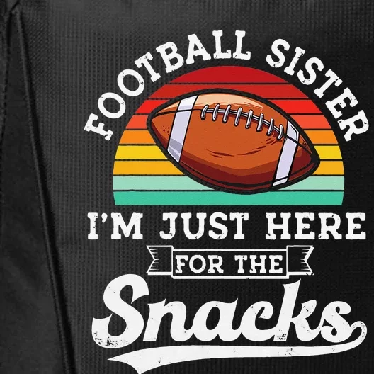 Football sister I'm just here for the snacks retro Football City Backpack