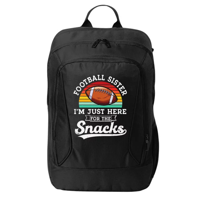 Football sister I'm just here for the snacks retro Football City Backpack