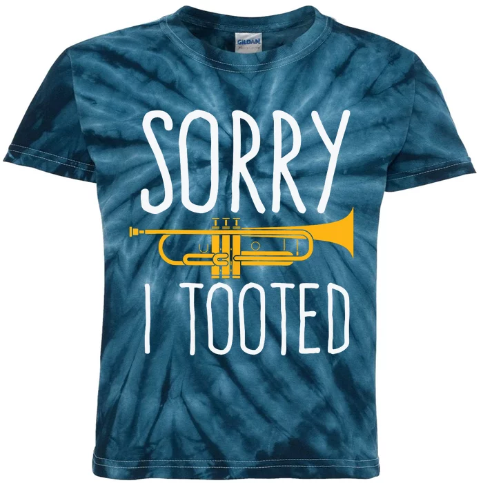 Funny Sorry I Tooted Trumpet Band Kids Tie-Dye T-Shirt