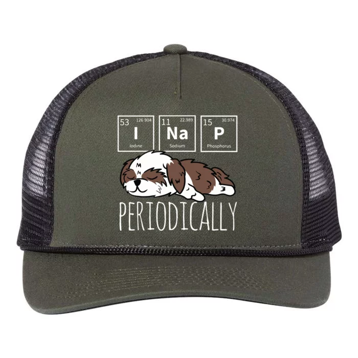 Funny Science I NAP Periodic Table Meme Meh Shih Tzu Dog Retro Rope Trucker Hat Cap