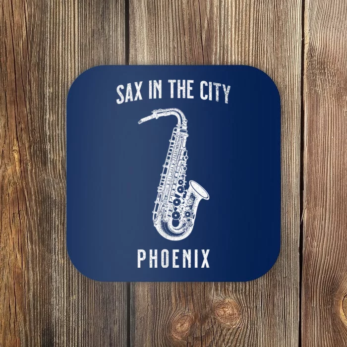 Funny Sax In The City Phoenix Jazz Music Sax Player Design Coaster