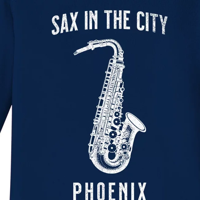 Funny Sax In The City Phoenix Jazz Music Sax Player Design Baby Long Sleeve Bodysuit