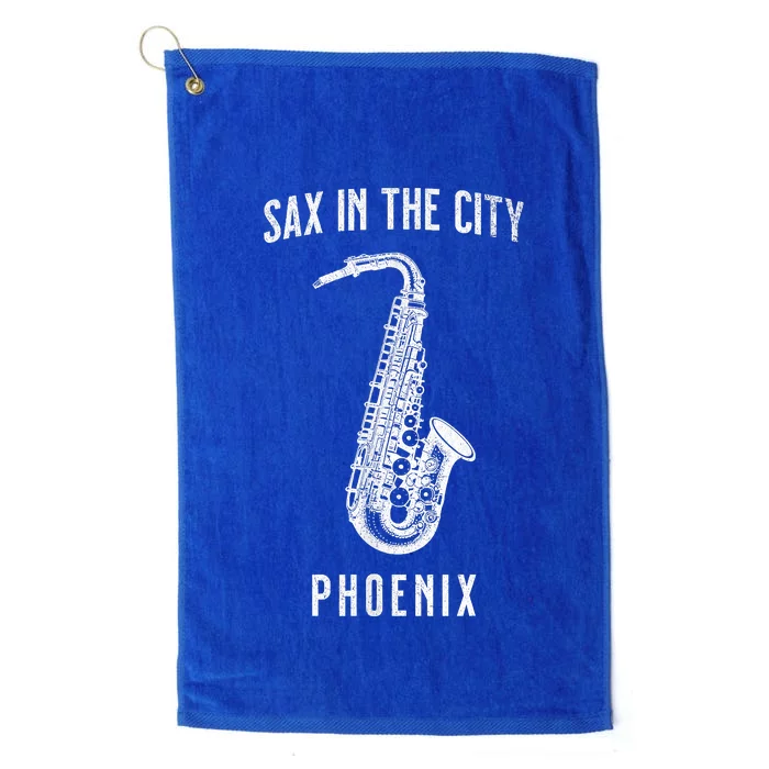 Funny Sax In The City Phoenix Jazz Music Sax Player Design Platinum Collection Golf Towel