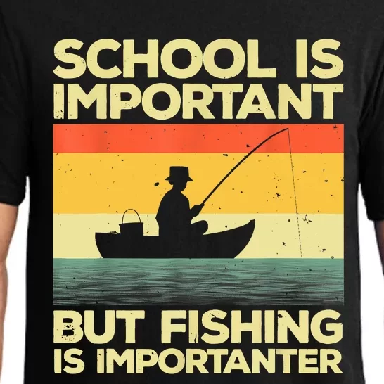 Funny School Is Important But Fishing Meme Fishing Fisherman Fish Trout Pajama Set