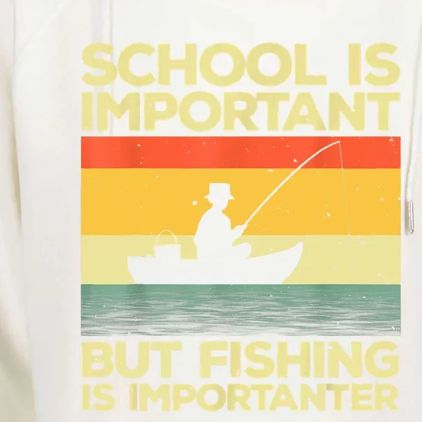 Funny School Is Important But Fishing Meme Fishing Fisherman Fish Trout Womens Funnel Neck Pullover Hood