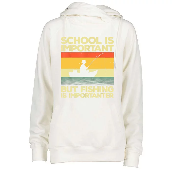 Funny School Is Important But Fishing Meme Fishing Fisherman Fish Trout Womens Funnel Neck Pullover Hood