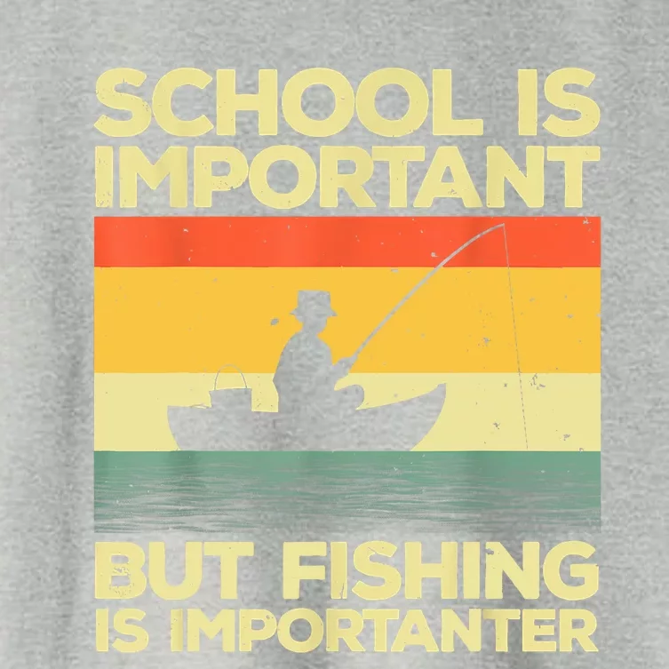 Funny School Is Important But Fishing Meme Fishing Fisherman Fish Trout Women's Crop Top Tee