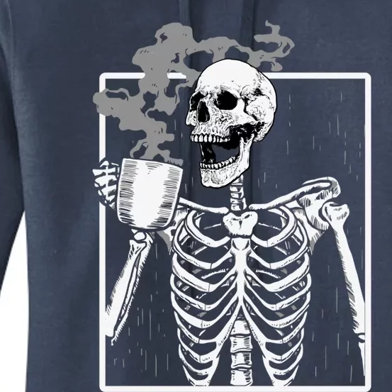 Funny Skeleton Ing Coffee Skeleton Ribcage Halloween Gift Women's Pullover Hoodie