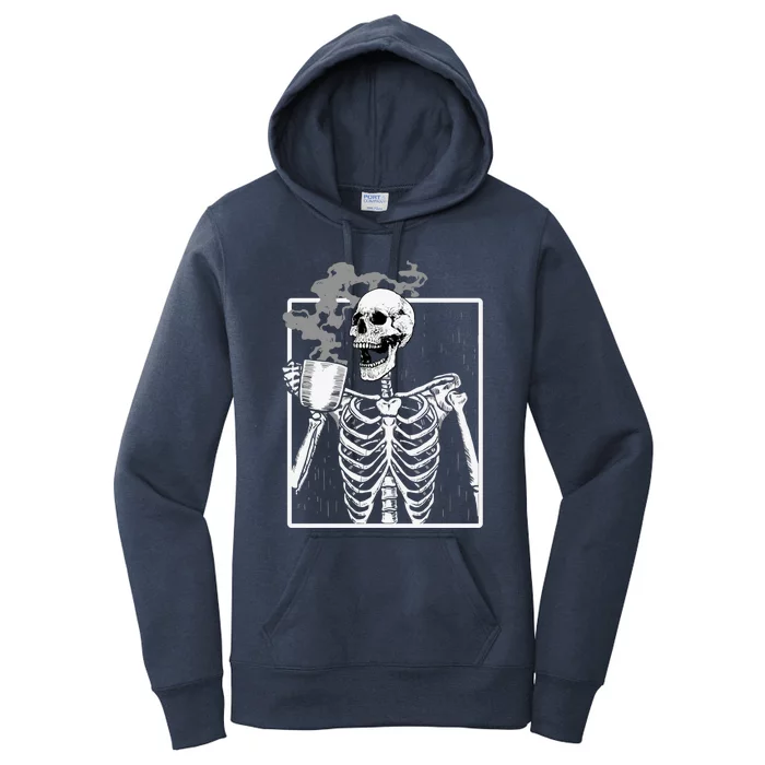 Funny Skeleton Ing Coffee Skeleton Ribcage Halloween Gift Women's Pullover Hoodie