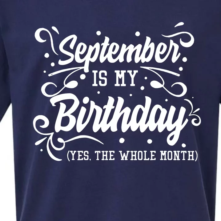 Funny September Is My Birthday Yes The Whole Month Birthday Sueded Cloud Jersey T-Shirt