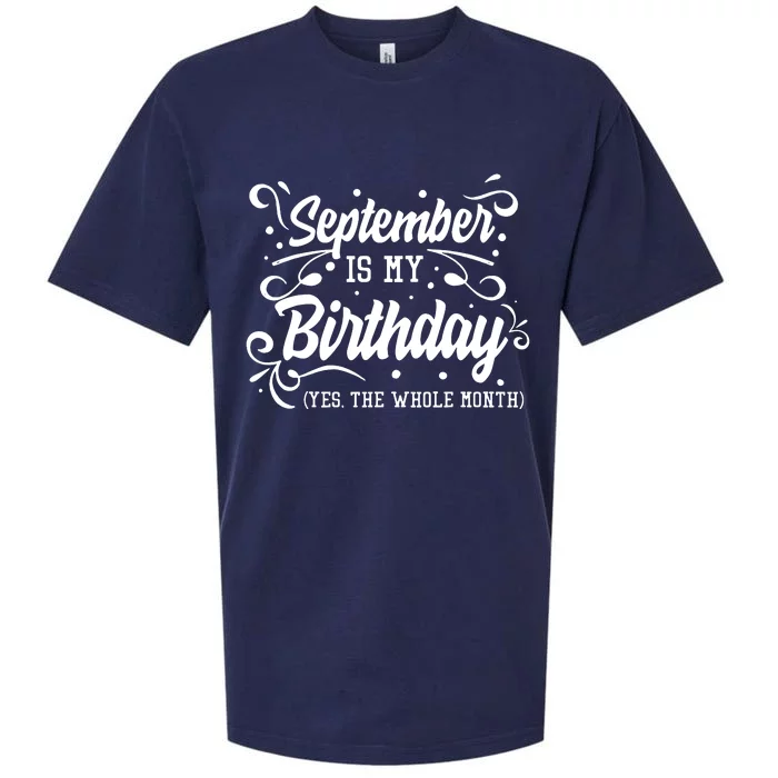 Funny September Is My Birthday Yes The Whole Month Birthday Sueded Cloud Jersey T-Shirt