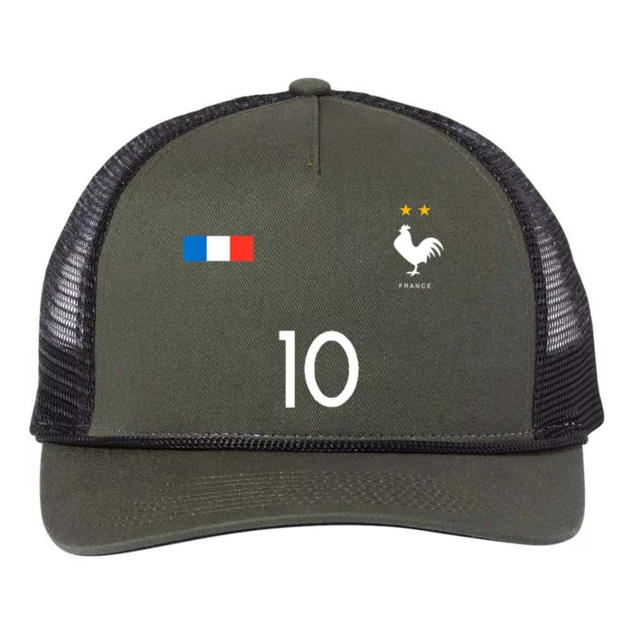 France Soccer Jersey France 10 Soccer Football Fan Retro Rope Trucker Hat Cap