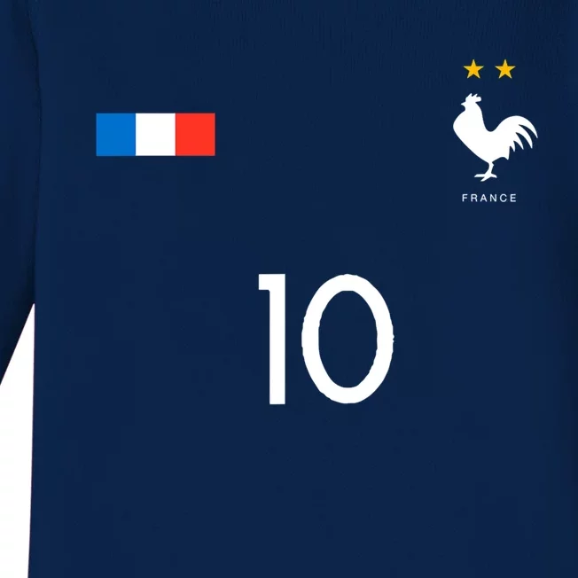 France Soccer Jersey France 10 Soccer Football Fan Baby Long Sleeve Bodysuit