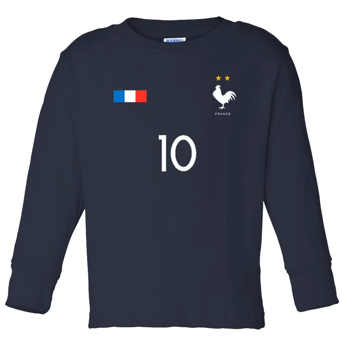 France Soccer Jersey France 10 Soccer Football Fan Toddler Long Sleeve Shirt