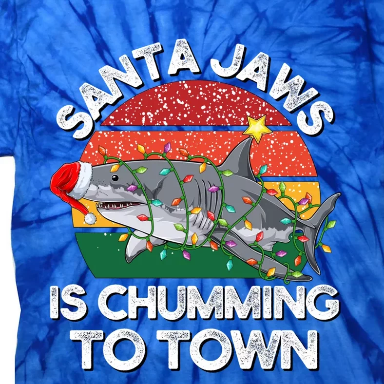 Funny Santa Jaws Shark Christmas Lights Sharkmas Xmas Retro Funny Gift Tie-Dye T-Shirt