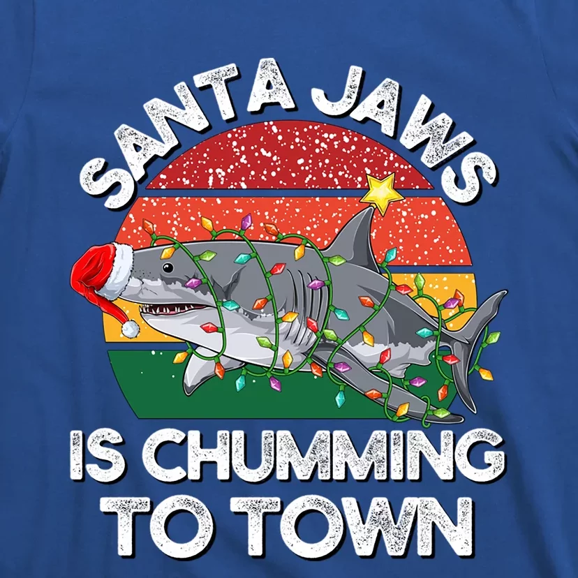 Funny Santa Jaws Shark Christmas Lights Sharkmas Xmas Retro Great Gift T-Shirt