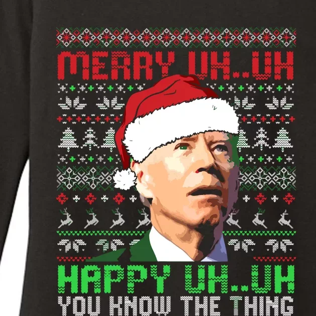 Funny Santa Joe Biden Merry Uh Uh Christmas Ugly Premium Womens CVC Long Sleeve Shirt