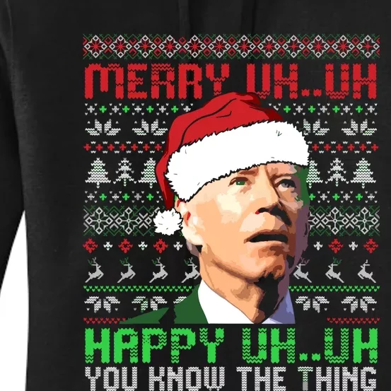 Funny Santa Joe Biden Merry Uh Uh Christmas Ugly Premium Women's Pullover Hoodie