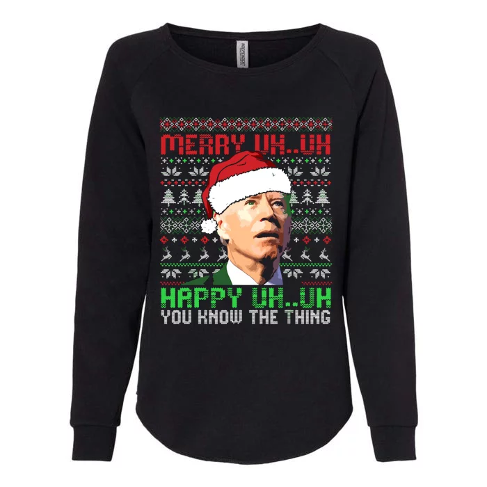 Funny Santa Joe Biden Merry Uh Uh Christmas Ugly Premium Womens California Wash Sweatshirt