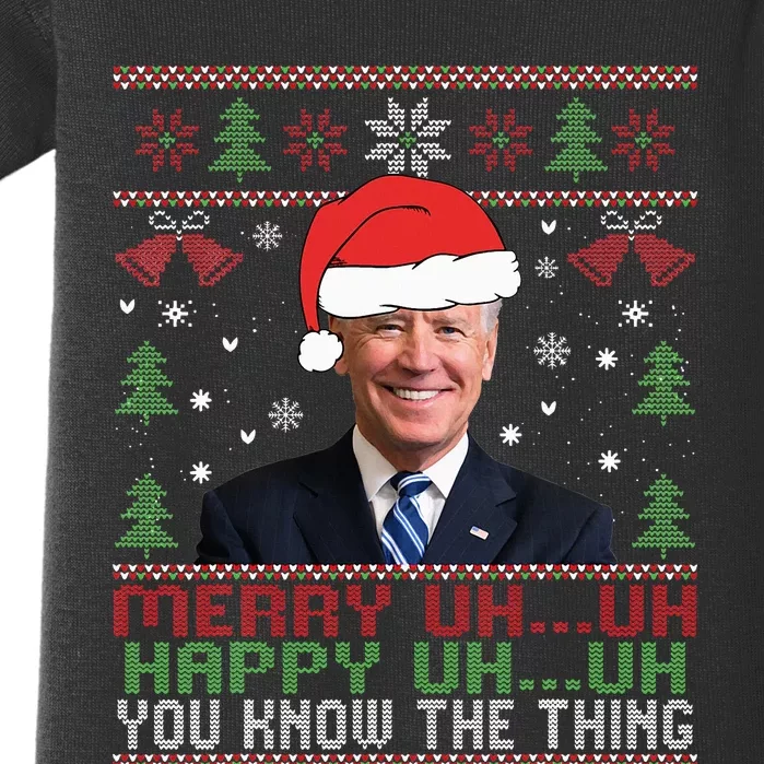 Funny Santa Joe Biden Merry Uh Uh Christmas Ugly Baby Bodysuit