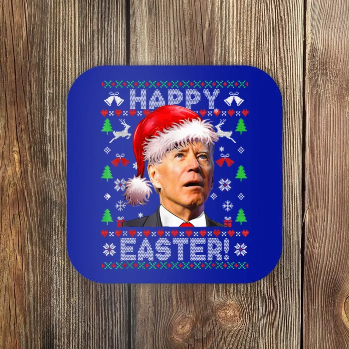 Funny Santa Joe Biden Happy Easter Ugly Christmas Coaster