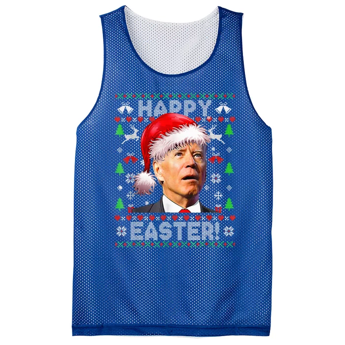 Funny Santa Joe Biden Happy Easter Ugly Christmas Mesh Reversible Basketball Jersey Tank